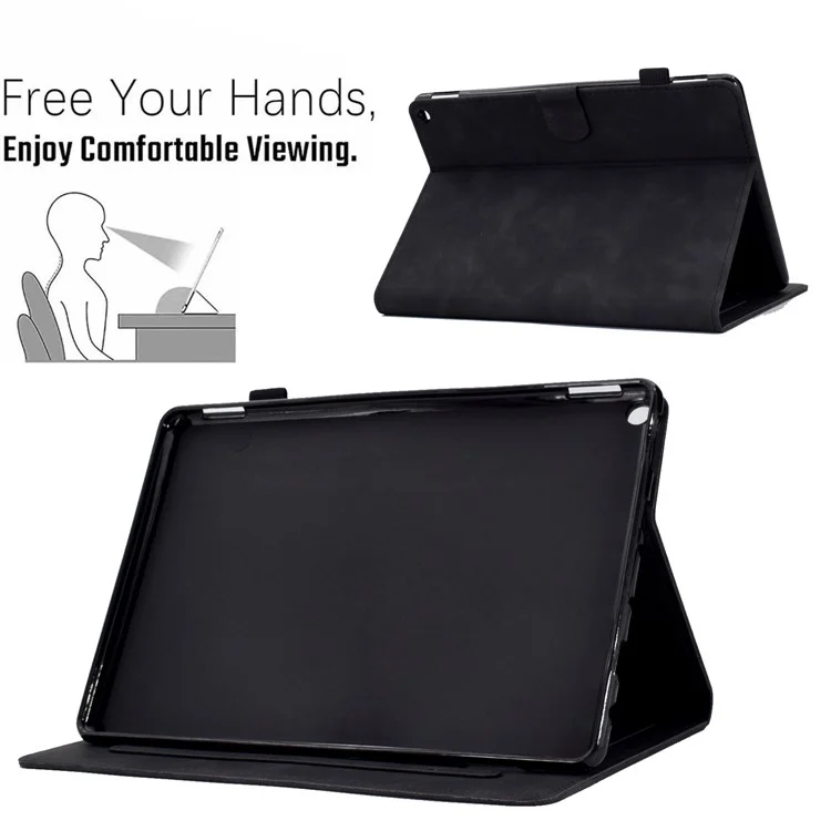 Для Amazon Fire HD 8 (2020) Сплошной Формы Сердца Отпечатки Отпечатки Кожи Кожи с Кожаной Воздушной Крышкой. - Черный