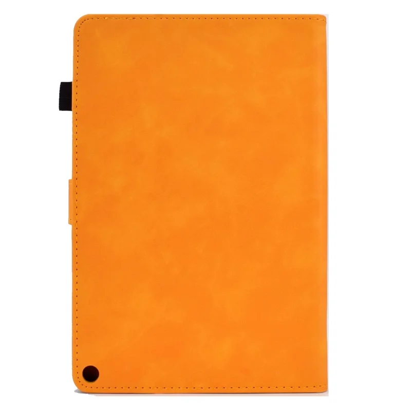 For Amazon Fire HD 8 (2020) Solid Color Heart Shape Imprinted PU Leather Shockproof Cover Card Slots Design Foldable Stand Protective Case - Khaki