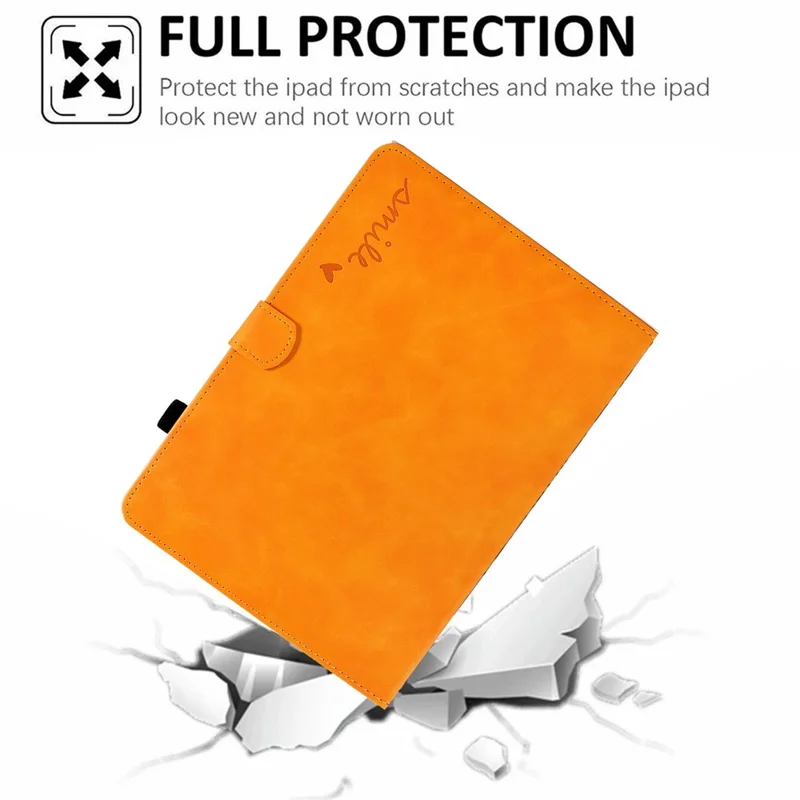 For Amazon Fire HD 8 (2020) Solid Color Heart Shape Imprinted PU Leather Shockproof Cover Card Slots Design Foldable Stand Protective Case - Khaki