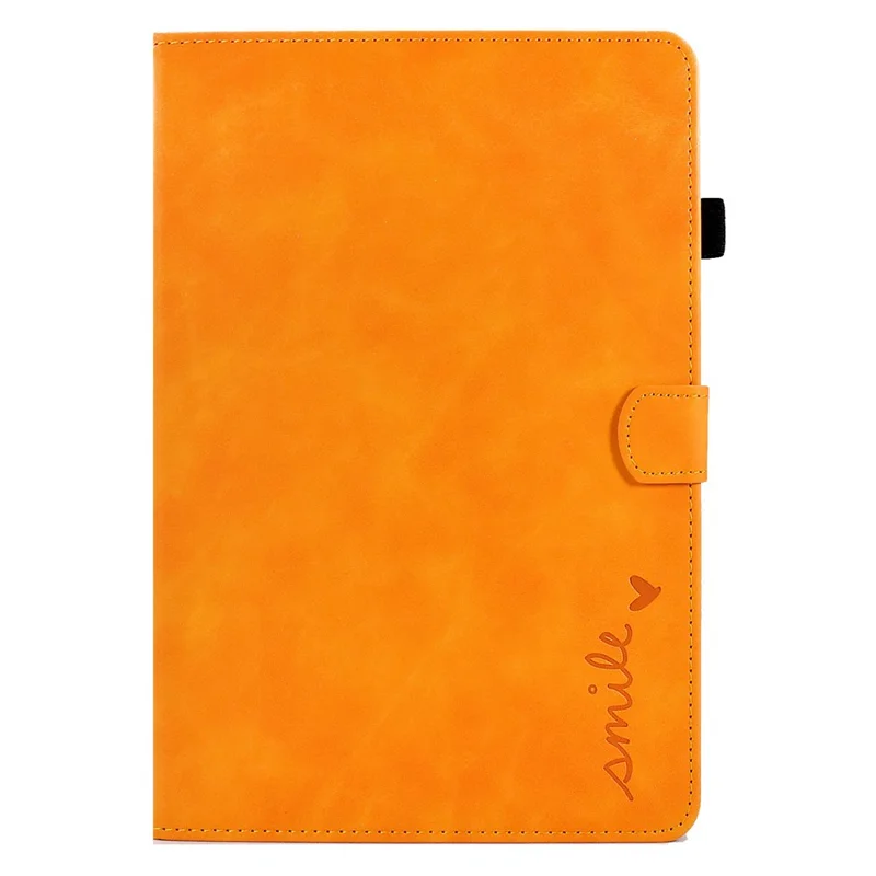 For Amazon Fire HD 8 (2020) Solid Color Heart Shape Imprinted PU Leather Shockproof Cover Card Slots Design Foldable Stand Protective Case - Khaki