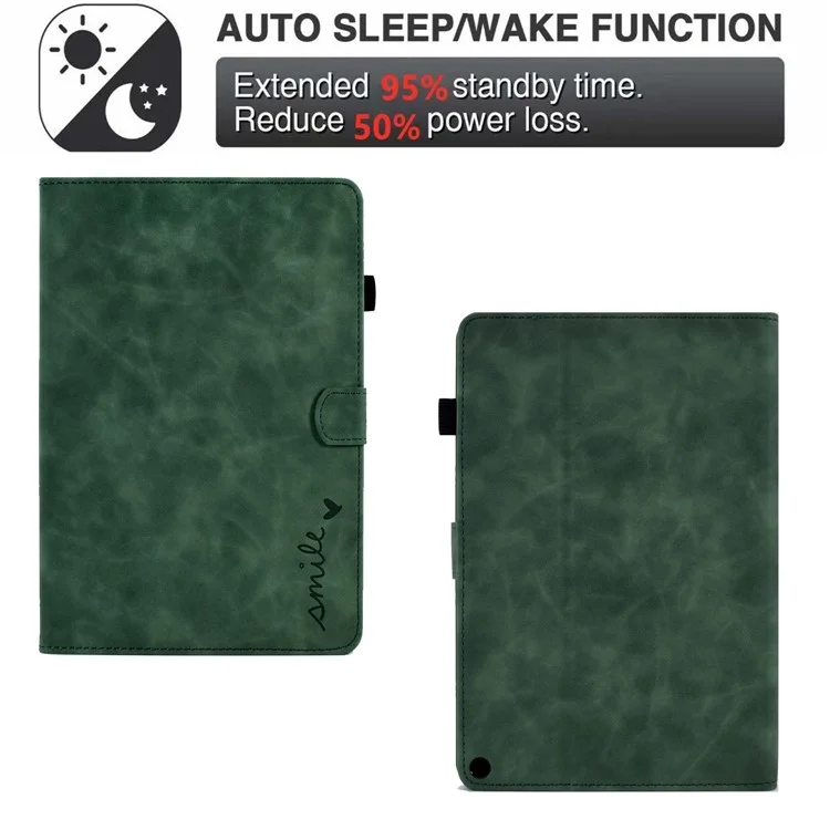 Per Amazon Fire HD 10 (2021) a Forma di Cuore a Colori Solidi Exprinted Pech Copertura Copertura Piletti Protective Con il Caso Con Slot - Verde