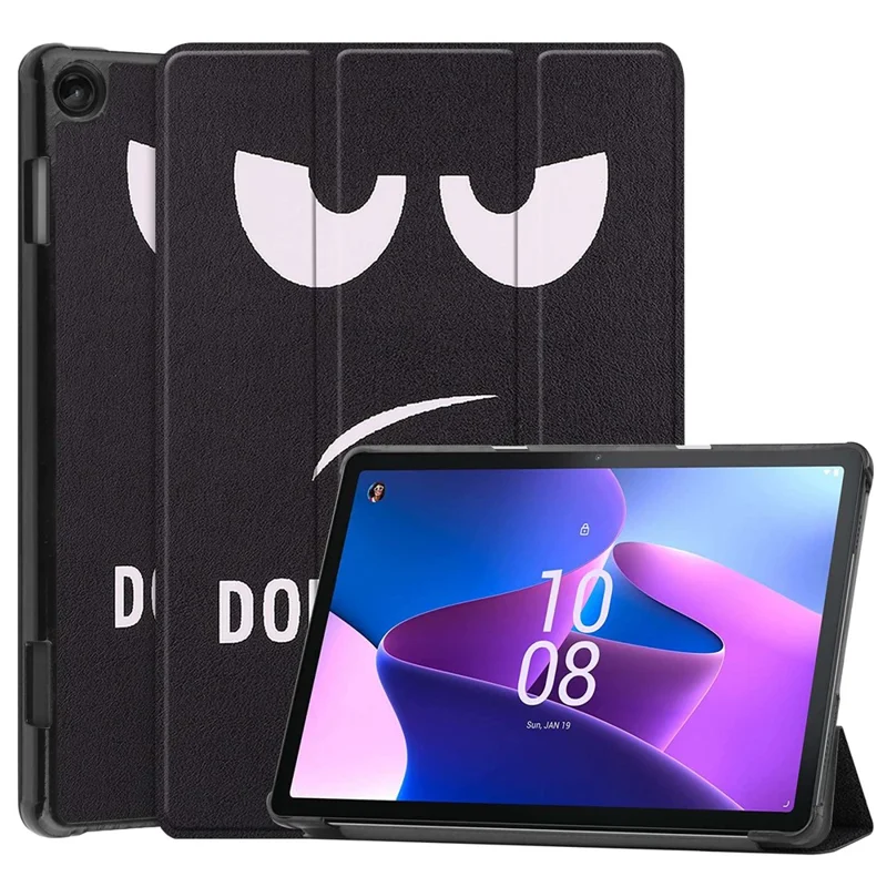 For Lenovo Tab M10 (Gen 3) TB-328FU / TB-328XU Pattern Printing Tablet Case PU Leather Trifold Stand Cover with Auto Wake / Sleep - Don't Touch Me