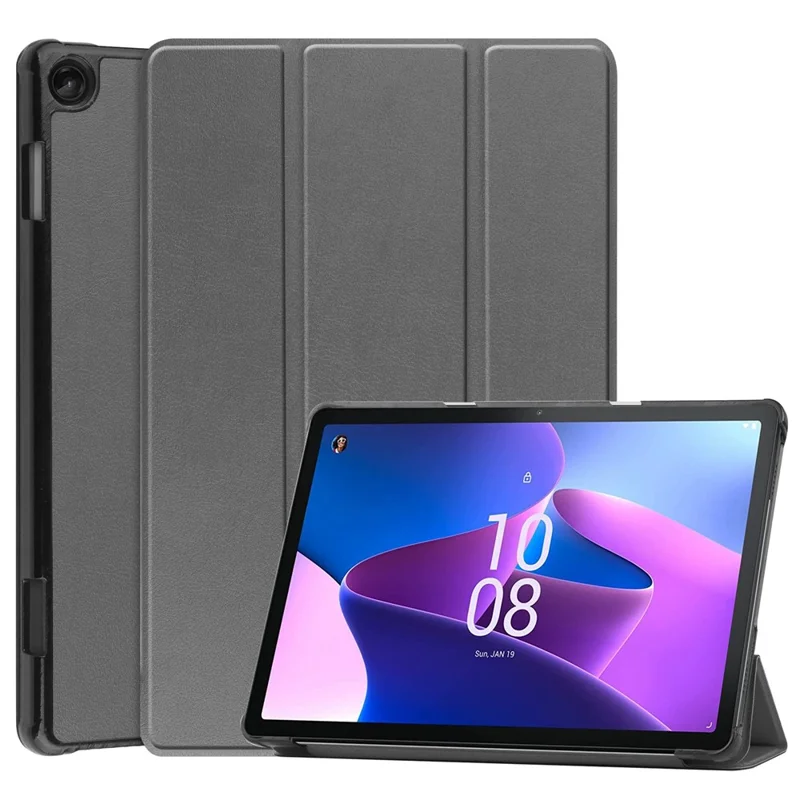Funda de cuero sintético con soporte tríptico para Lenovo Tab M10 (3ª generación) TB-328FU/TB-328XU, con activación/desactivación automática - Gris