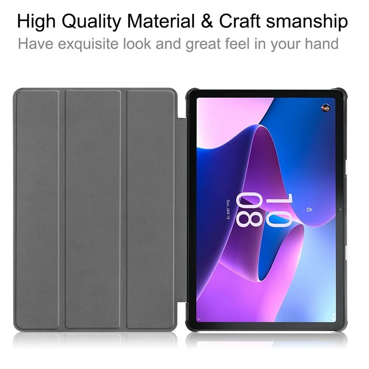 For Lenovo Tab M10 (Gen 3) TB-328FU/TB-328XU PU Leather Trifold Stand Cover Auto Sleep/Wake Case - Red