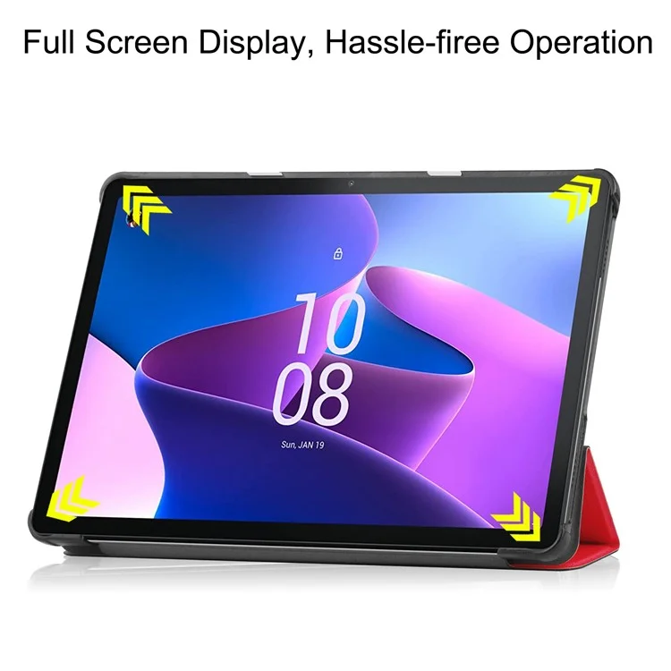For Lenovo Tab M10 (Gen 3) TB-328FU/TB-328XU PU Leather Trifold Stand Cover Auto Sleep/Wake Case - Red