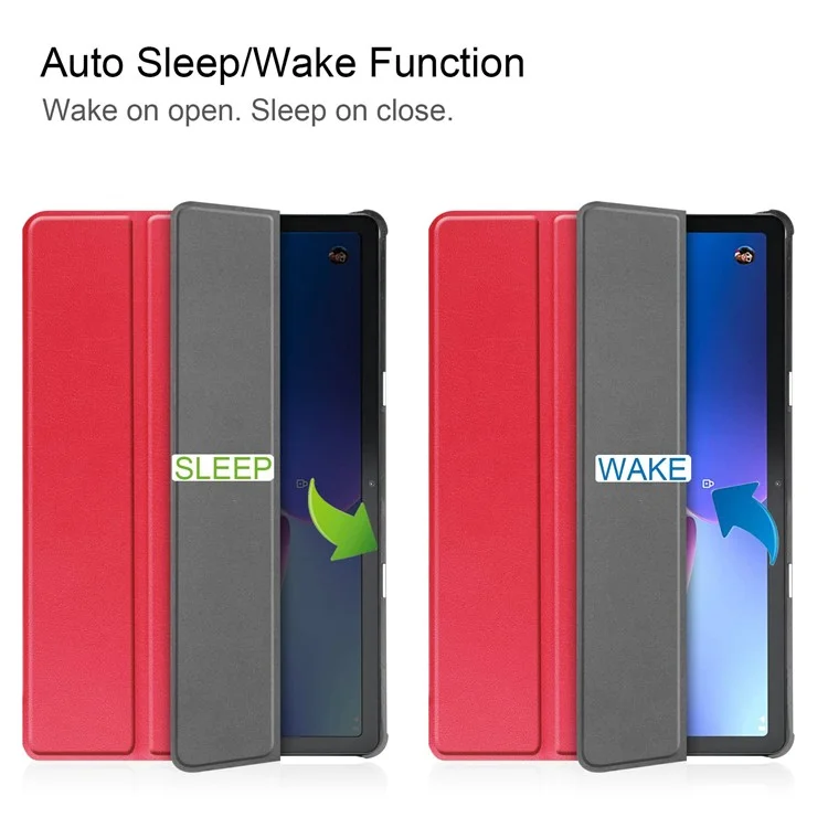 For Lenovo Tab M10 (Gen 3) TB-328FU/TB-328XU PU Leather Trifold Stand Cover Auto Sleep/Wake Case - Red