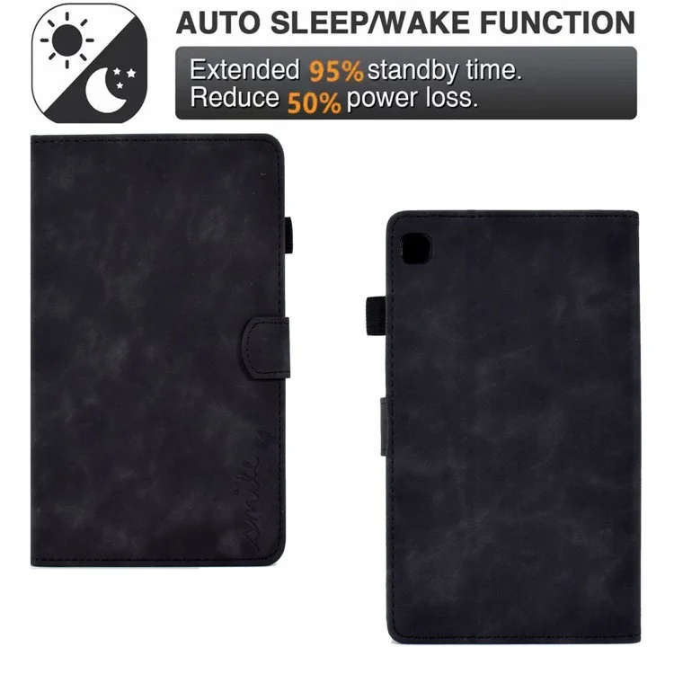 Para Samsung Galaxy Tab A7 Lite 8.7 polegadas Caso de Couro Padrão Impresso Anti-Queda Cor Sólida Protetora Folio Flip Cover Suporte para Tablet com Slots para Cartões - Preto