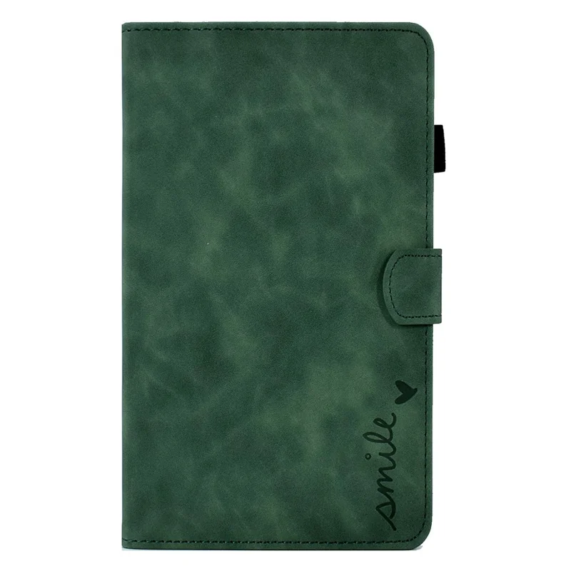 For Samsung Galaxy Tab A7 Lite 8.7-inch Pattern Imprinted Anti-Fall Leather Case Solid Color Protective Folio Flip Cover Tablet Stand Case with Card Slots - Green