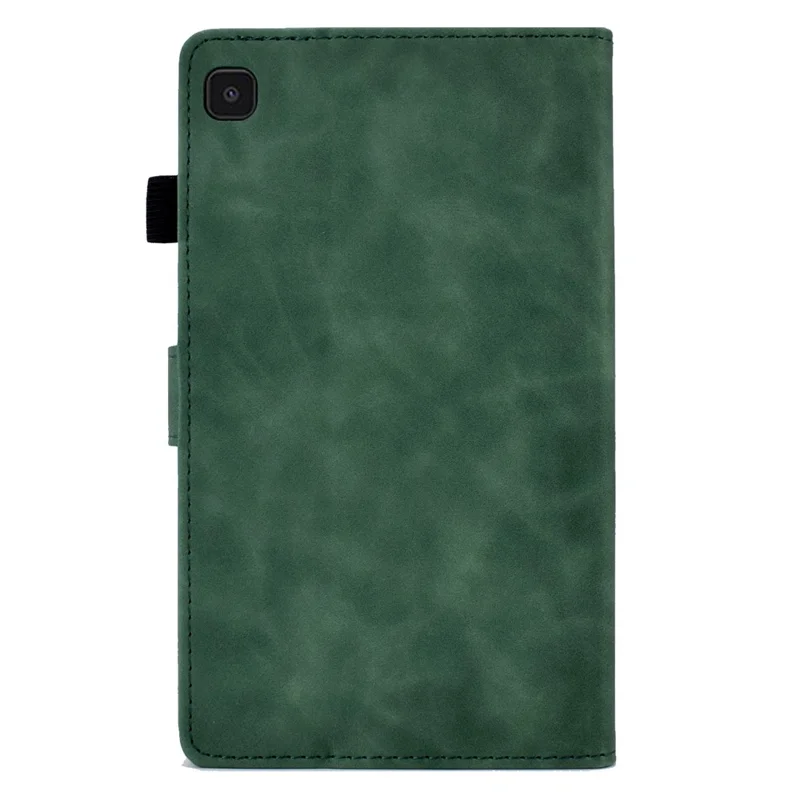 For Samsung Galaxy Tab A7 Lite 8.7-inch Pattern Imprinted Anti-Fall Leather Case Solid Color Protective Folio Flip Cover Tablet Stand Case with Card Slots - Green