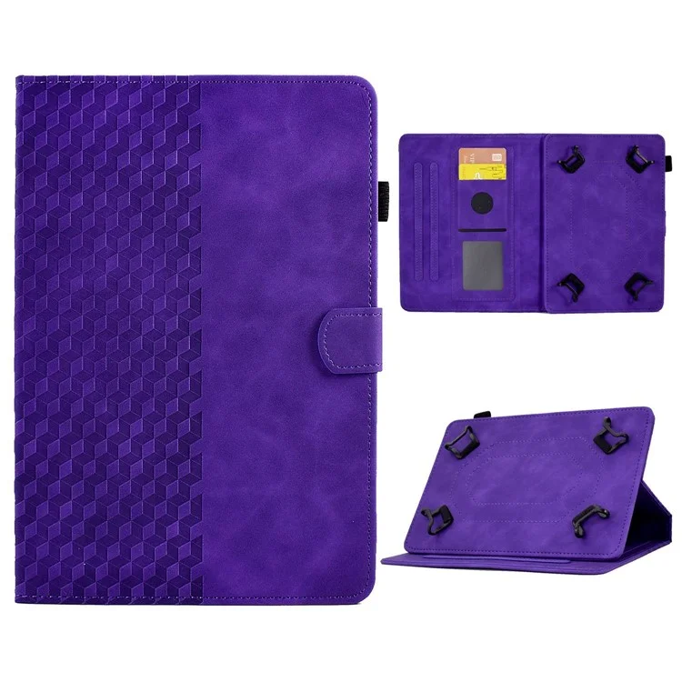 Protective Case for Universal 7 inch Anti-Fall Tablet Cover Pattern Imprinted Solid Color Auto Wake / Sleep Leather Case with Card Slots / Stand - Purple