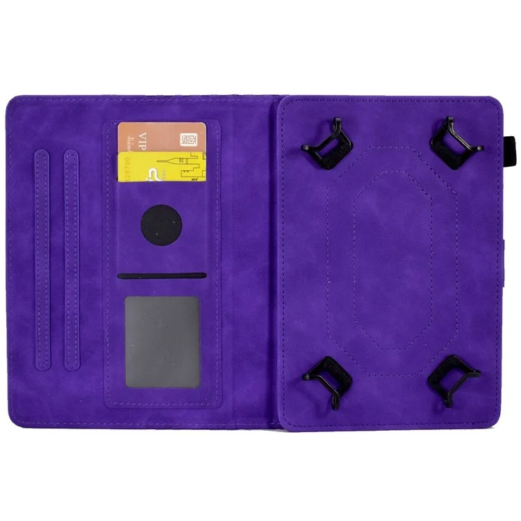Protective Case for Universal 7 inch Anti-Fall Tablet Cover Pattern Imprinted Solid Color Auto Wake / Sleep Leather Case with Card Slots / Stand - Purple
