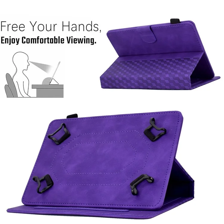 Protective Case for Universal 7 inch Anti-Fall Tablet Cover Pattern Imprinted Solid Color Auto Wake / Sleep Leather Case with Card Slots / Stand - Purple