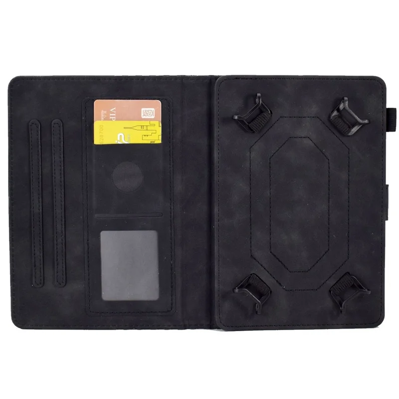 Custodia protettiva universale da 7 pollici Caso antifurto Copertura pattern stampato Colore solido Risveglio/Sonno automatico Custodia in pelle con slot per schede/Supporto - Nero