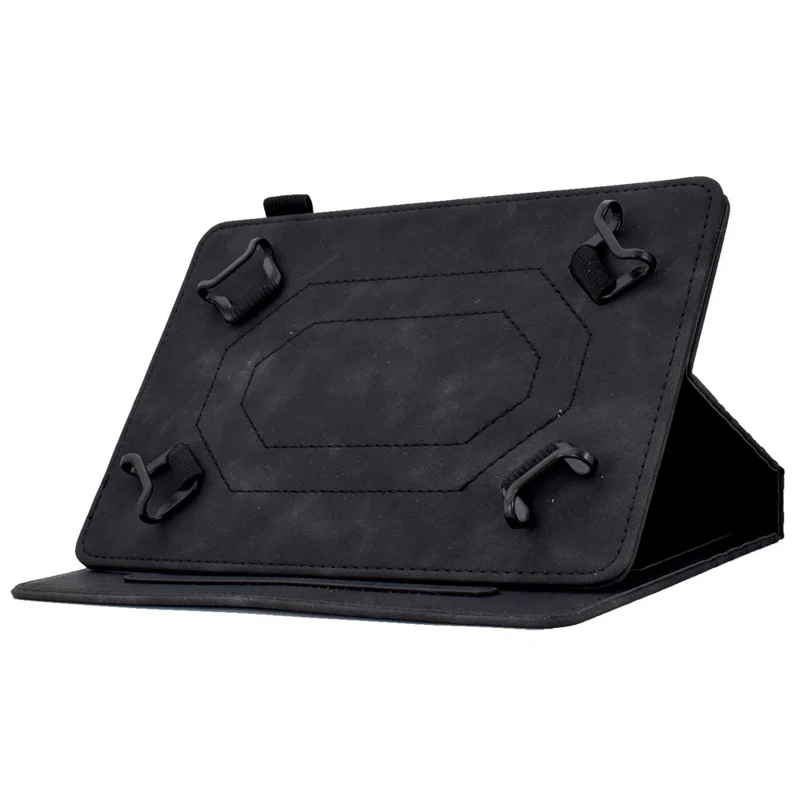 Custodia protettiva universale da 7 pollici Caso antifurto Copertura pattern stampato Colore solido Risveglio/Sonno automatico Custodia in pelle con slot per schede/Supporto - Nero