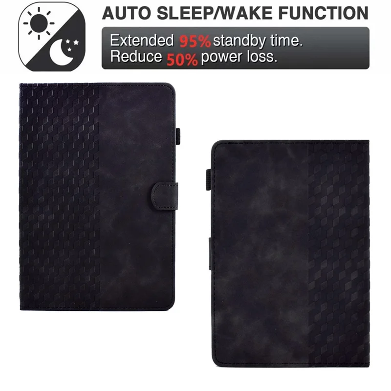 Custodia protettiva universale da 7 pollici Caso antifurto Copertura pattern stampato Colore solido Risveglio/Sonno automatico Custodia in pelle con slot per schede/Supporto - Nero
