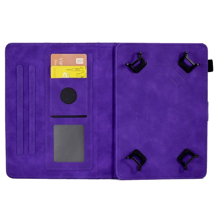 Anti-Fall Folio Flip Case for Universal 8 inch Tablet Protective Cover Pattern Imprinted Solid Color Auto Wake / Sleep Leather Case with Card Slots / Stand - Purple