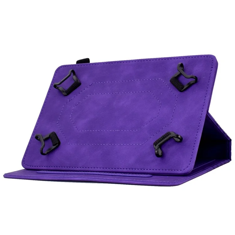 Anti-Fall Folio Flip Case for Universal 8 inch Tablet Protective Cover Pattern Imprinted Solid Color Auto Wake / Sleep Leather Case with Card Slots / Stand - Purple