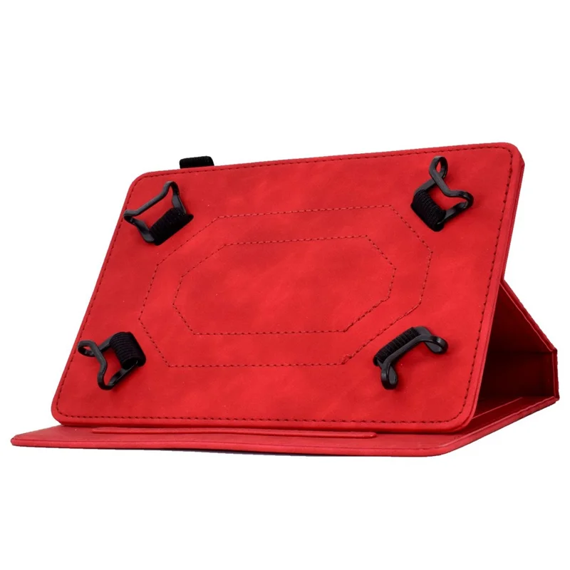 Anti-Fall Folio Flip Case for Universal 8 inch Tablet Protective Cover Pattern Imprinted Solid Color Auto Wake / Sleep Leather Case with Card Slots / Stand - Red