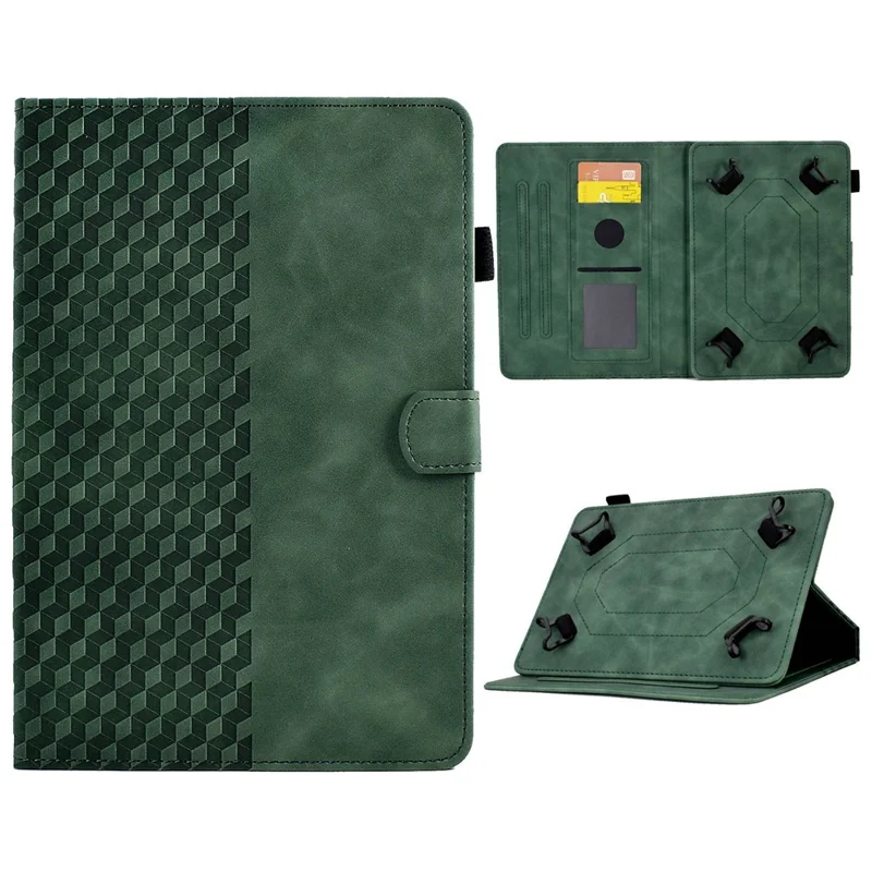 Anti-Fall Folio Flip Case for Universal 8 inch Tablet Protective Cover Pattern Imprinted Solid Color Auto Wake / Sleep Leather Case with Card Slots / Stand - Green