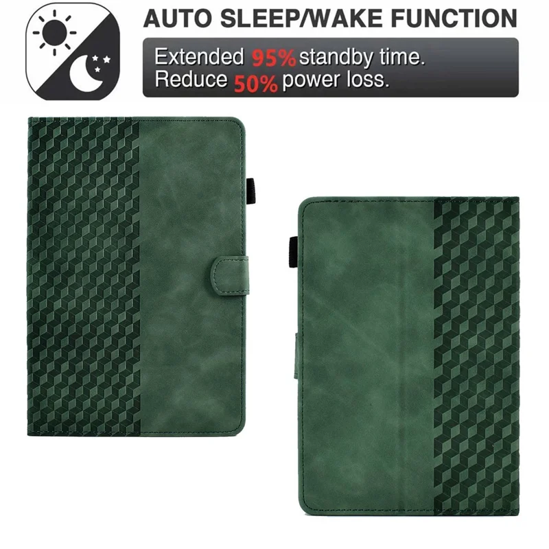 Anti-Fall Folio Flip Case for Universal 8 inch Tablet Protective Cover Pattern Imprinted Solid Color Auto Wake / Sleep Leather Case with Card Slots / Stand - Green