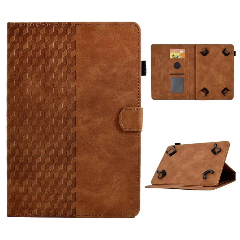 Anti-Fall Folio Flip Case for Universal 8 inch Tablet Protective Cover Pattern Imprinted Solid Color Auto Wake / Sleep Leather Case with Card Slots / Stand - Brown