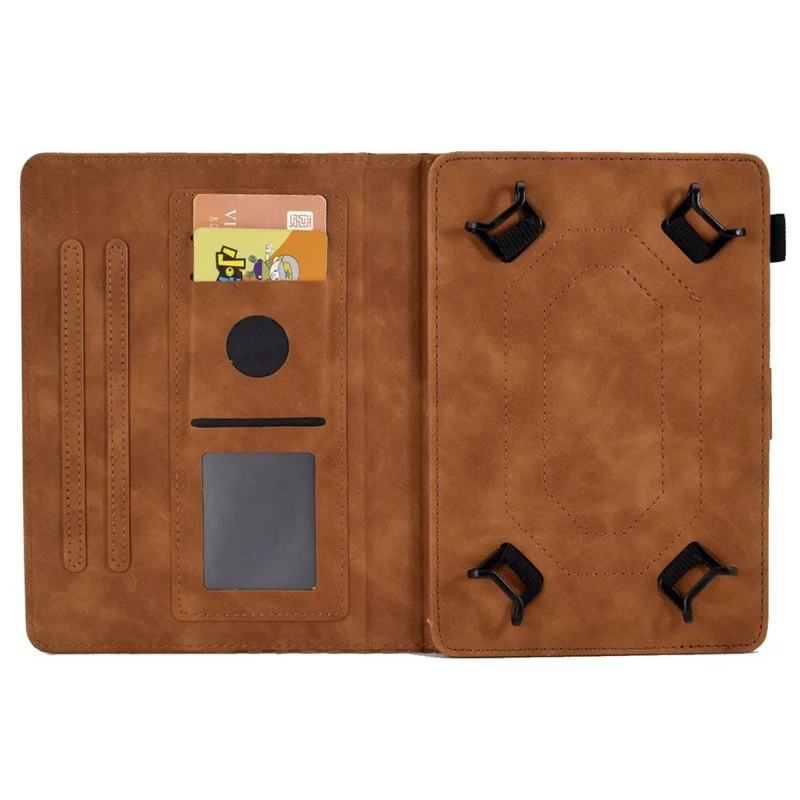Anti-Fall Folio Flip Case for Universal 8 inch Tablet Protective Cover Pattern Imprinted Solid Color Auto Wake / Sleep Leather Case with Card Slots / Stand - Brown
