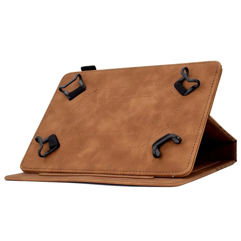 Anti-Fall Folio Flip Case for Universal 8 inch Tablet Protective Cover Pattern Imprinted Solid Color Auto Wake / Sleep Leather Case with Card Slots / Stand - Brown