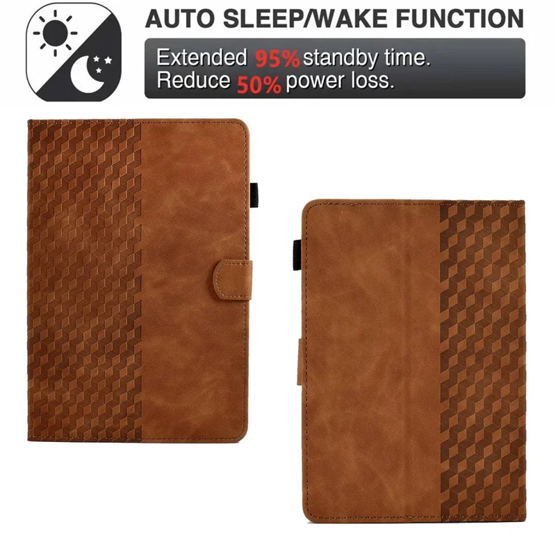 Anti-Fall Folio Flip Case for Universal 8 inch Tablet Protective Cover Pattern Imprinted Solid Color Auto Wake / Sleep Leather Case with Card Slots / Stand - Brown
