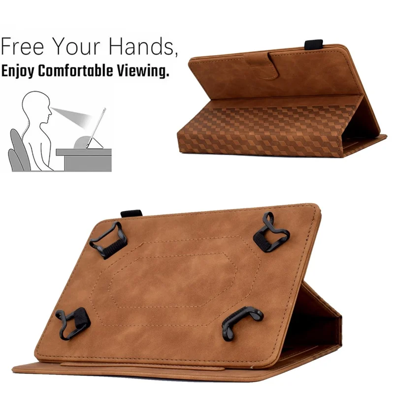 Anti-Fall Folio Flip Case for Universal 8 inch Tablet Protective Cover Pattern Imprinted Solid Color Auto Wake / Sleep Leather Case with Card Slots / Stand - Brown