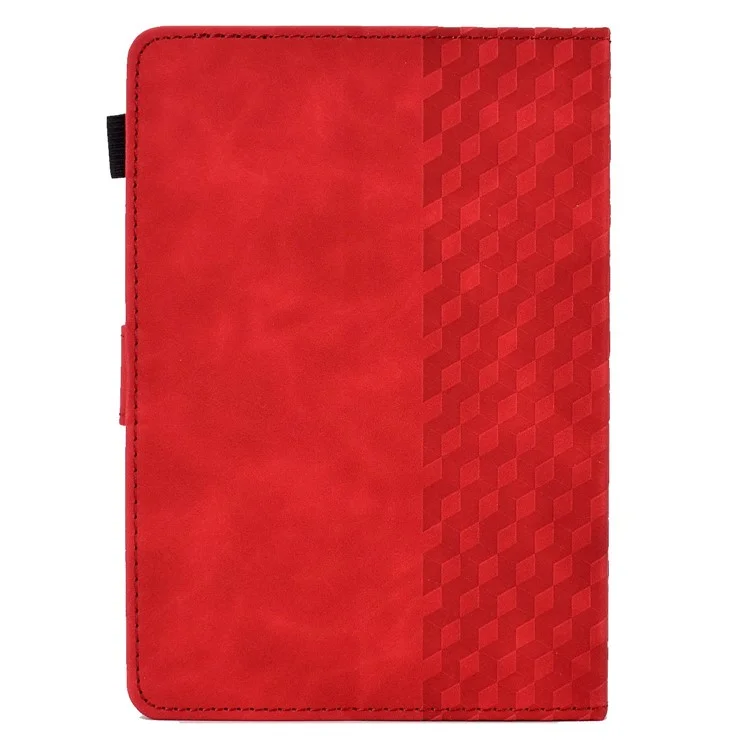 Anti-Scratch Case for Universal 10 inch Auto Wake / Sleep Tablet Leather Cover Pattern Imprinted Solid Color Protective Case with Card Slots / Stand - Red