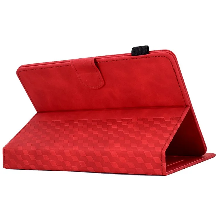 Anti-Scratch Case for Universal 10 inch Auto Wake / Sleep Tablet Leather Cover Pattern Imprinted Solid Color Protective Case with Card Slots / Stand - Red
