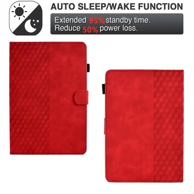Anti-Scratch Case for Universal 10 inch Auto Wake / Sleep Tablet Leather Cover Pattern Imprinted Solid Color Protective Case with Card Slots / Stand - Red