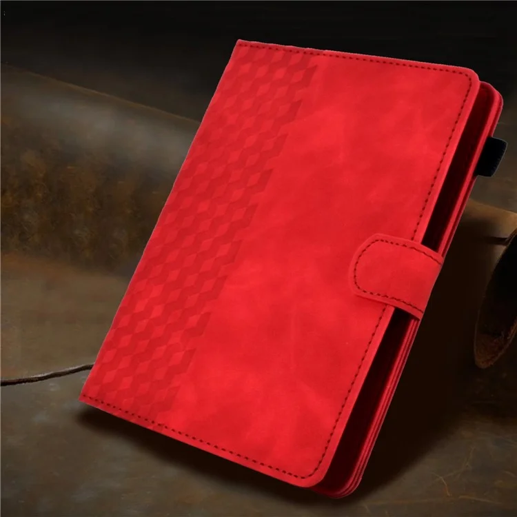 Anti-Scratch Case for Universal 10 inch Auto Wake / Sleep Tablet Leather Cover Pattern Imprinted Solid Color Protective Case with Card Slots / Stand - Red