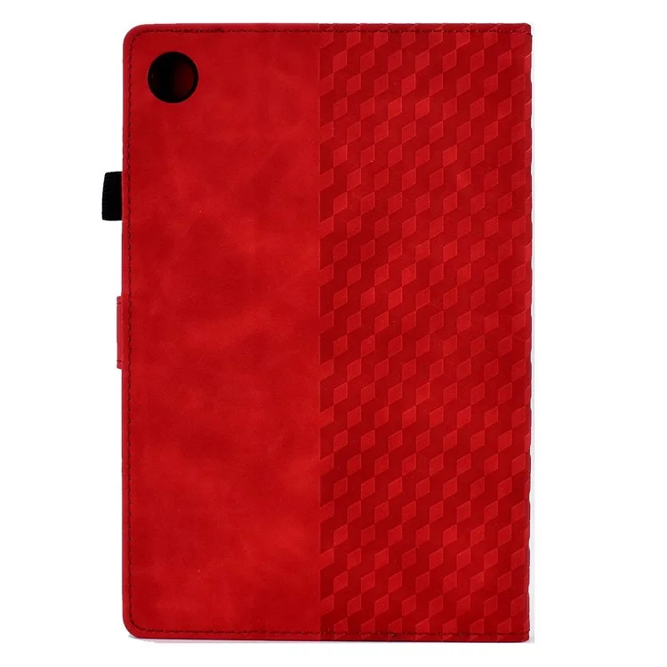Auto Wake / Sleep Shockproof Case for Lenovo Tab M10 Plus (3rd Gen) / Xiaoxin Pad 2022 10.6 inch Pattern Imprinted Anti-Drop Cover Solid Color Stitching Tablet Leather Stand Case with Card Slots - Red