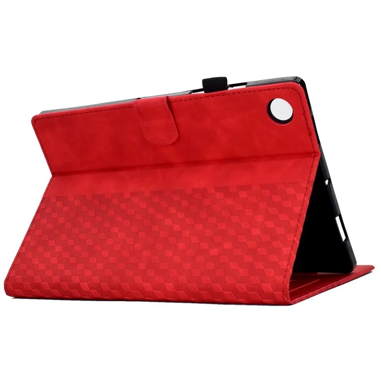 Auto Wake / Sleep Shockproof Case for Lenovo Tab M10 Plus (3rd Gen) / Xiaoxin Pad 2022 10.6 inch Pattern Imprinted Anti-Drop Cover Solid Color Stitching Tablet Leather Stand Case with Card Slots - Red