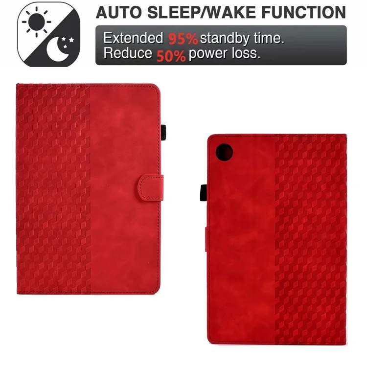 Auto Wake / Sleep Shockproof Case for Lenovo Tab M10 Plus (3rd Gen) / Xiaoxin Pad 2022 10.6 inch Pattern Imprinted Anti-Drop Cover Solid Color Stitching Tablet Leather Stand Case with Card Slots - Red