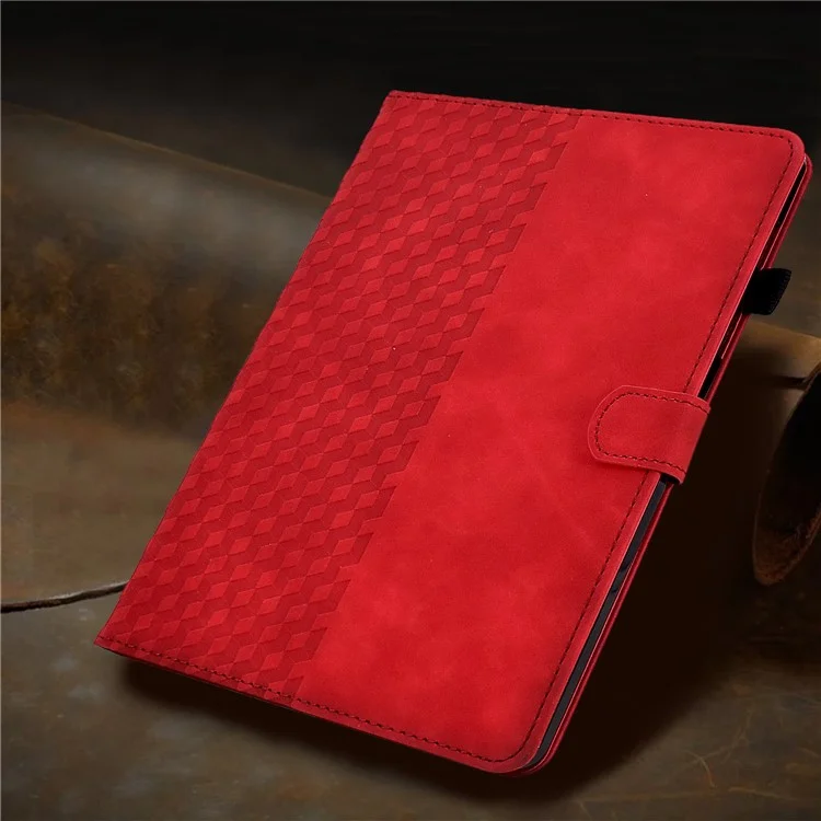 Auto Wake / Sleep Shockproof Case for Lenovo Tab M10 Plus (3rd Gen) / Xiaoxin Pad 2022 10.6 inch Pattern Imprinted Anti-Drop Cover Solid Color Stitching Tablet Leather Stand Case with Card Slots - Red