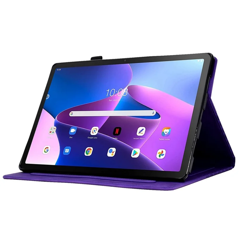 Auto Wake / Sleep Shockproof Case for Lenovo Tab M10 Plus (3rd Gen) / Xiaoxin Pad 2022 10.6 inch Pattern Imprinted Anti-Drop Cover Solid Color Stitching Tablet Leather Stand Case with Card Slots - Purple