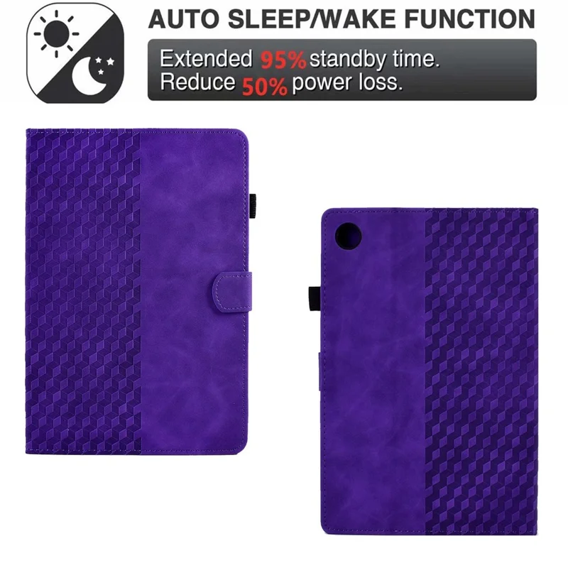 Auto Wake / Sleep Shockproof Case for Lenovo Tab M10 Plus (3rd Gen) / Xiaoxin Pad 2022 10.6 inch Pattern Imprinted Anti-Drop Cover Solid Color Stitching Tablet Leather Stand Case with Card Slots - Purple