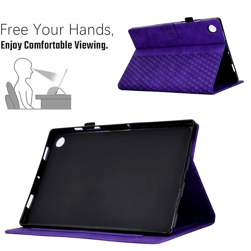 Auto Wake / Sleep Shockproof Case for Lenovo Tab M10 Plus (3rd Gen) / Xiaoxin Pad 2022 10.6 inch Pattern Imprinted Anti-Drop Cover Solid Color Stitching Tablet Leather Stand Case with Card Slots - Purple
