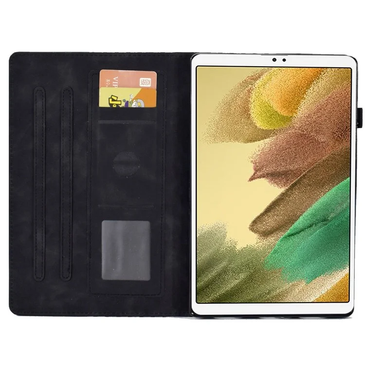 Para Samsung Galaxy Tab A7 Lite 8.7-inch (T220 / T225) Caso Protetor Anti-Queda Automático Despertar / Dormir Folio Flip Cover Padrão Impresso Caso Tablet com Slots para Cartões / Suporte - Preto