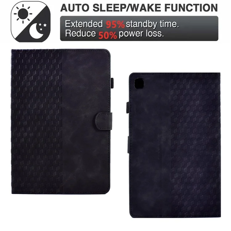 Para Samsung Galaxy Tab A7 Lite 8.7-inch (T220 / T225) Caso Protetor Anti-Queda Automático Despertar / Dormir Folio Flip Cover Padrão Impresso Caso Tablet com Slots para Cartões / Suporte - Preto
