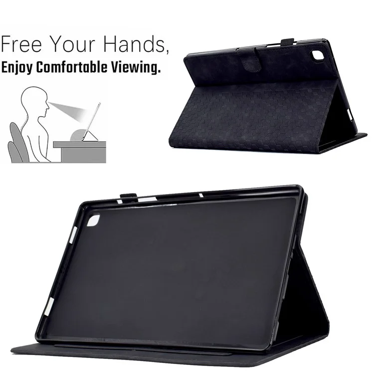 Para Samsung Galaxy Tab A7 Lite 8.7-inch (T220 / T225) Caso Protetor Anti-Queda Automático Despertar / Dormir Folio Flip Cover Padrão Impresso Caso Tablet com Slots para Cartões / Suporte - Preto