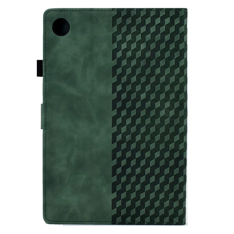 For Samsung Galaxy Tab A8 10.5 (2021) (X200 / X205) / Tab A8 10.5 (2022) Protective Case Stitching Pattern Imprinted Anti-Fall Cover Solid Color Auto Wake / Sleep Tablet Case with Card Slots / Stand - Green