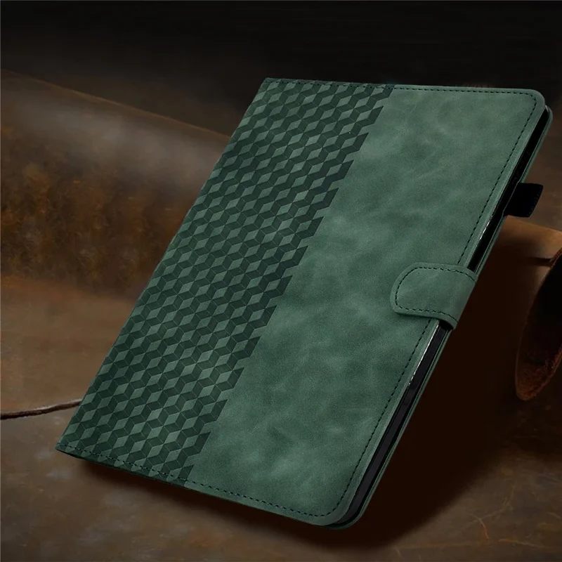 For Samsung Galaxy Tab A8 10.5 (2021) (X200 / X205) / Tab A8 10.5 (2022) Protective Case Stitching Pattern Imprinted Anti-Fall Cover Solid Color Auto Wake / Sleep Tablet Case with Card Slots / Stand - Green