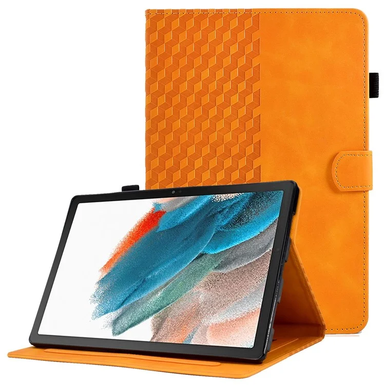 Für Samsung Galaxy Tab A8 10.5 (2021) (X200 / X205) / Tab A8 10.5 (2022) Schutzhülle Steppverzierung geprägt Sturzsichere Abdeckung Einheitliche Farbe Auto Wake / Sleep Tablet-Hülle mit Kartenfächern / Ständer - Khaki