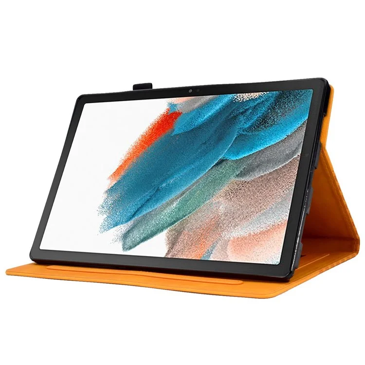 Für Samsung Galaxy Tab A8 10.5 (2021) (X200 / X205) / Tab A8 10.5 (2022) Schutzhülle Steppverzierung geprägt Sturzsichere Abdeckung Einheitliche Farbe Auto Wake / Sleep Tablet-Hülle mit Kartenfächern / Ständer - Khaki