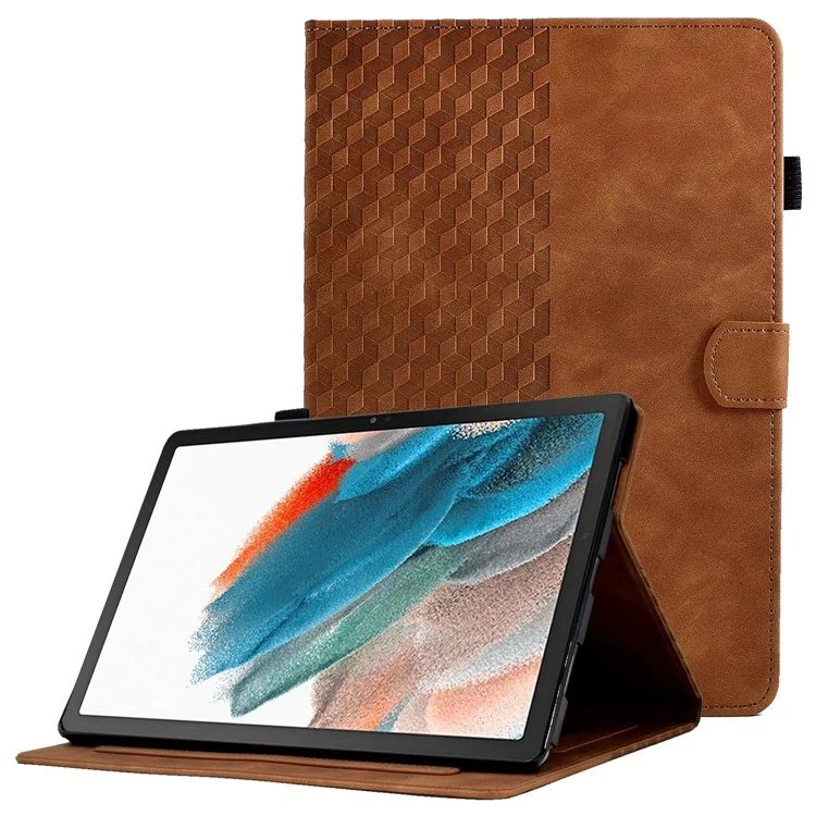 Für Samsung Galaxy Tab A8 10.5 (2021) (X200 / X205) / Tab A8 10.5 (2022) Schutzhülle mit Steppmustern, Sturzsicherer Überzug, einfarbig, automatisches Aufwachen / Schlafen, Tablet-Gehäuse mit Kartenschlitzen / Ständer - Braun