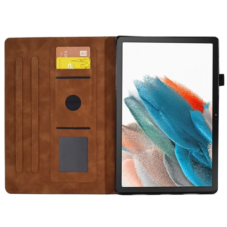 Für Samsung Galaxy Tab A8 10.5 (2021) (X200 / X205) / Tab A8 10.5 (2022) Schutzhülle mit Steppmustern, Sturzsicherer Überzug, einfarbig, automatisches Aufwachen / Schlafen, Tablet-Gehäuse mit Kartenschlitzen / Ständer - Braun