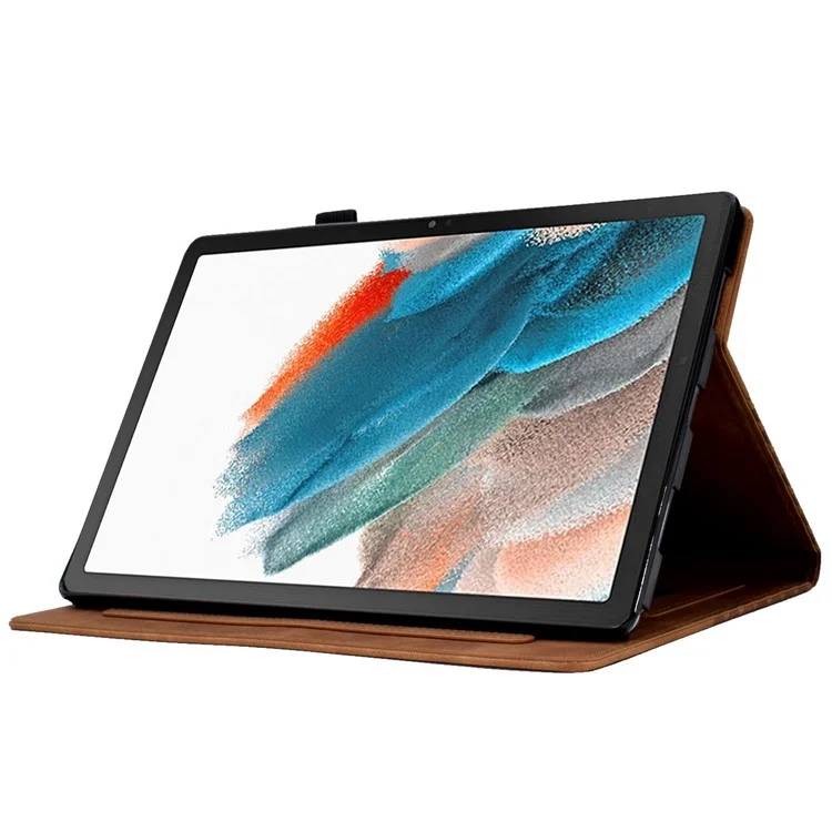 Für Samsung Galaxy Tab A8 10.5 (2021) (X200 / X205) / Tab A8 10.5 (2022) Schutzhülle mit Steppmustern, Sturzsicherer Überzug, einfarbig, automatisches Aufwachen / Schlafen, Tablet-Gehäuse mit Kartenschlitzen / Ständer - Braun